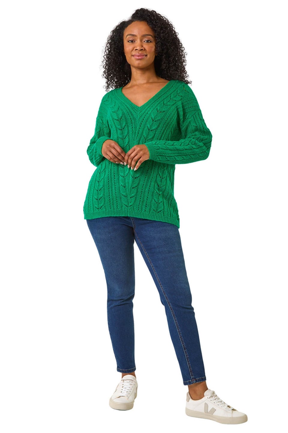 Roman Green Petite V-Neck Knit Jumper