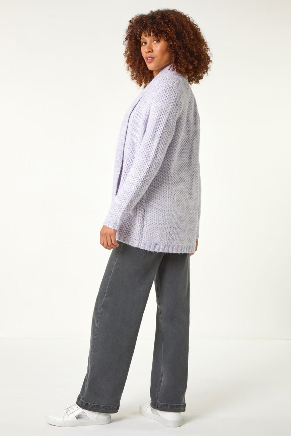 Roman Lavender Fluffy Textured Knit Cardigan