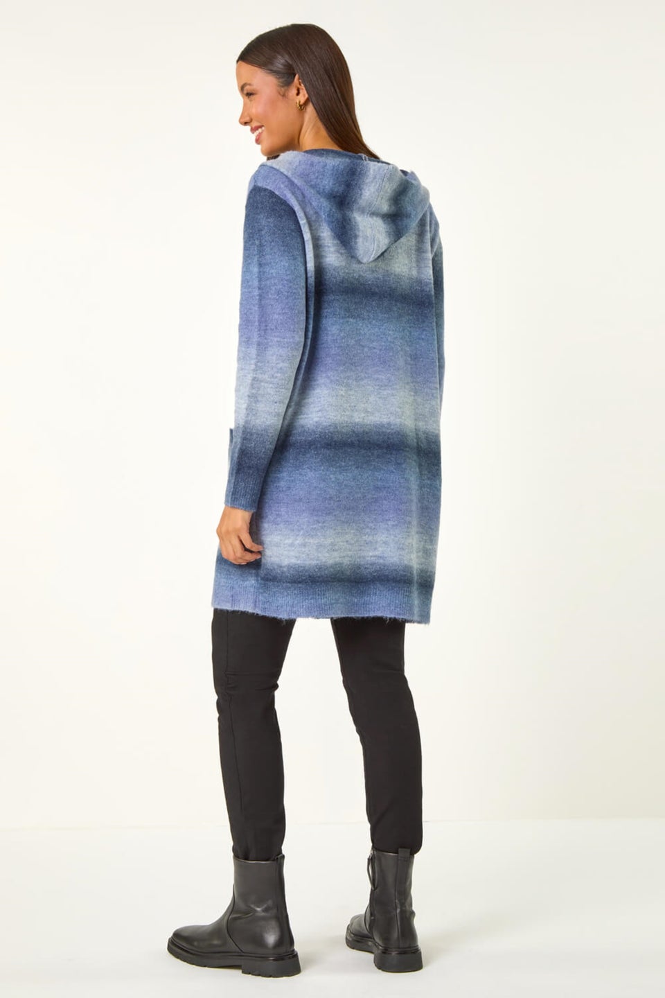 Roman Blue Spacedye Hooded Cardigan