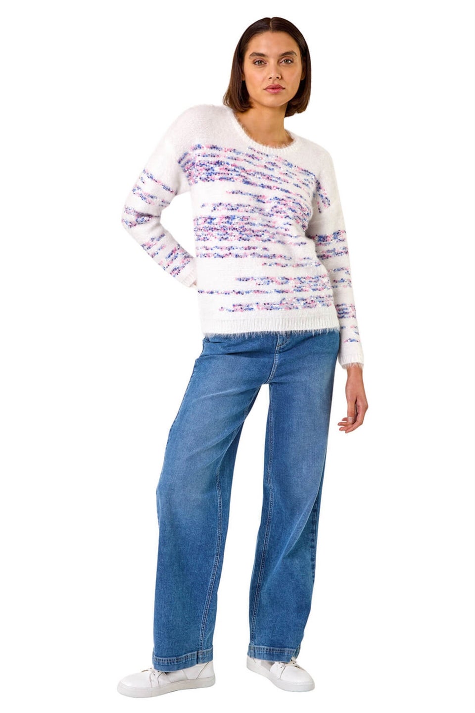 Roman Ivory Space Dye Fluffy Knit Jumper