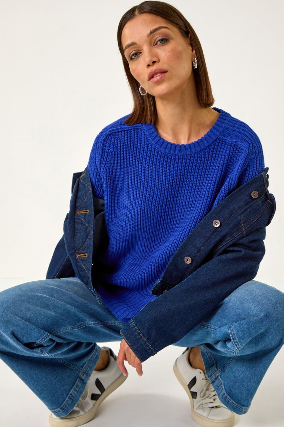 Roman Blue Shoulder Detail Knit Jumper