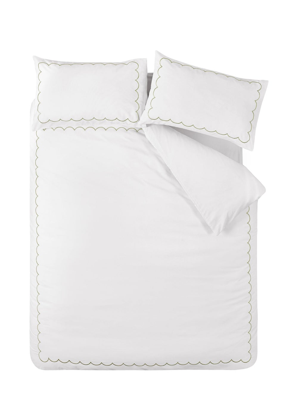 Catherine Lansfield Scallop Border Embroidery Duvet Cover Set