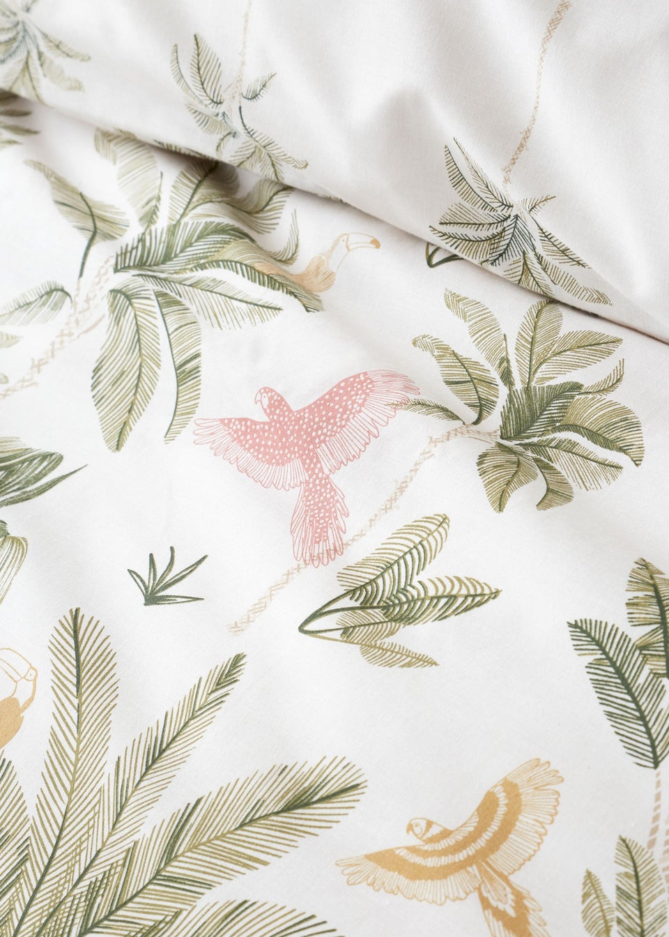 Catherine Lansfield Paradiso Palm Reversible King Duvet Cover Set Natural