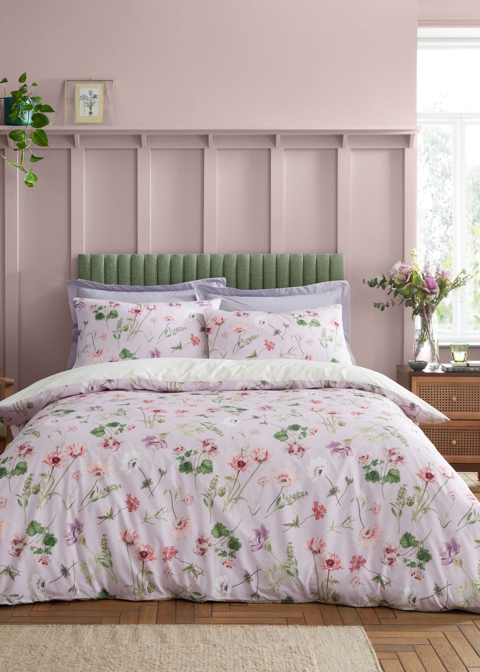 RHS Serenity Garden Reversible 200 Thread Count Cotton Duvet Cover Set