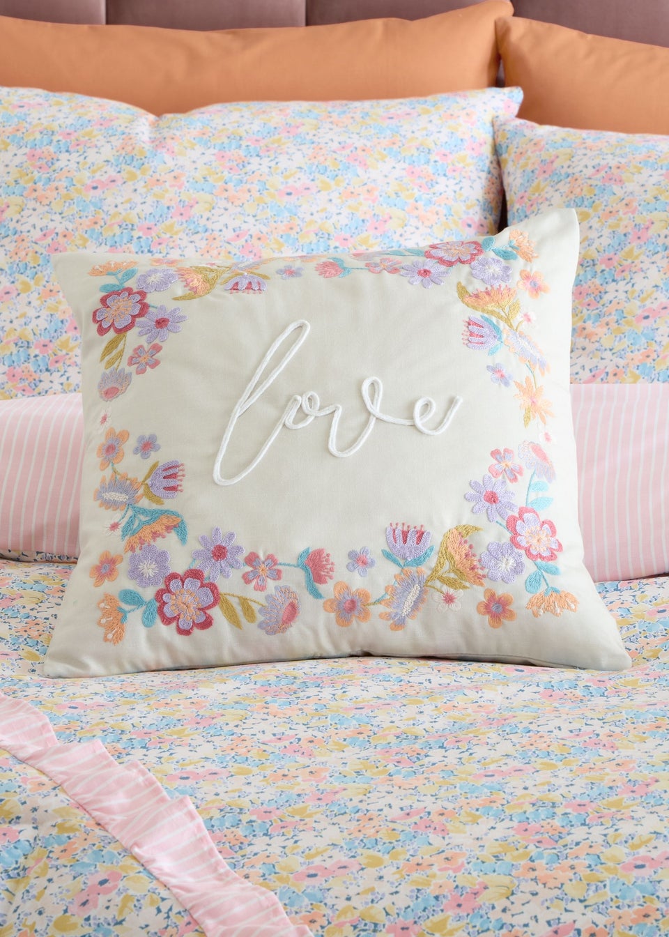 Catherine Lansfield Love Embroidered Cushion (45x45cm)