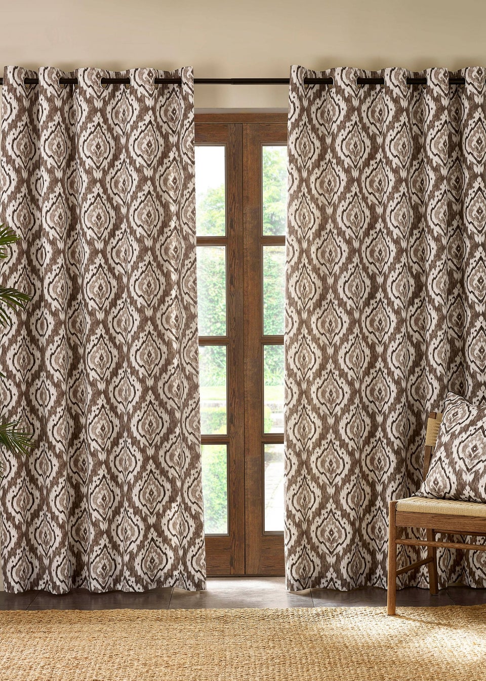 Pineapple Elephant Suri Geo Lined Eyelet Curtains