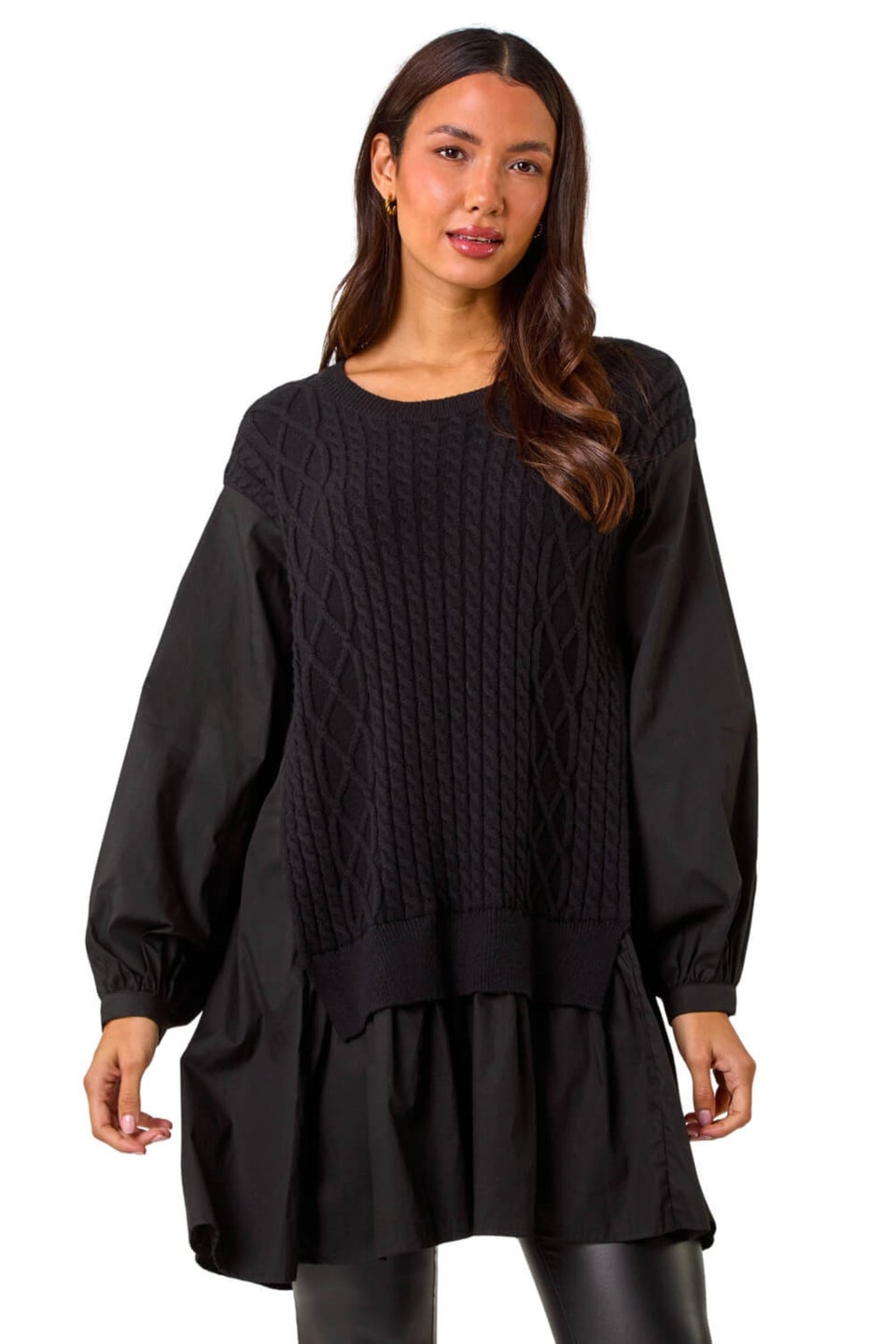 Roman Black 2 in 1 Yoke Knitted Jumper