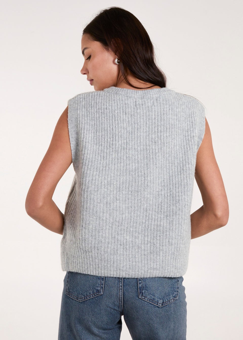 Blue Vanilla Grey Ribbed Knit Vest