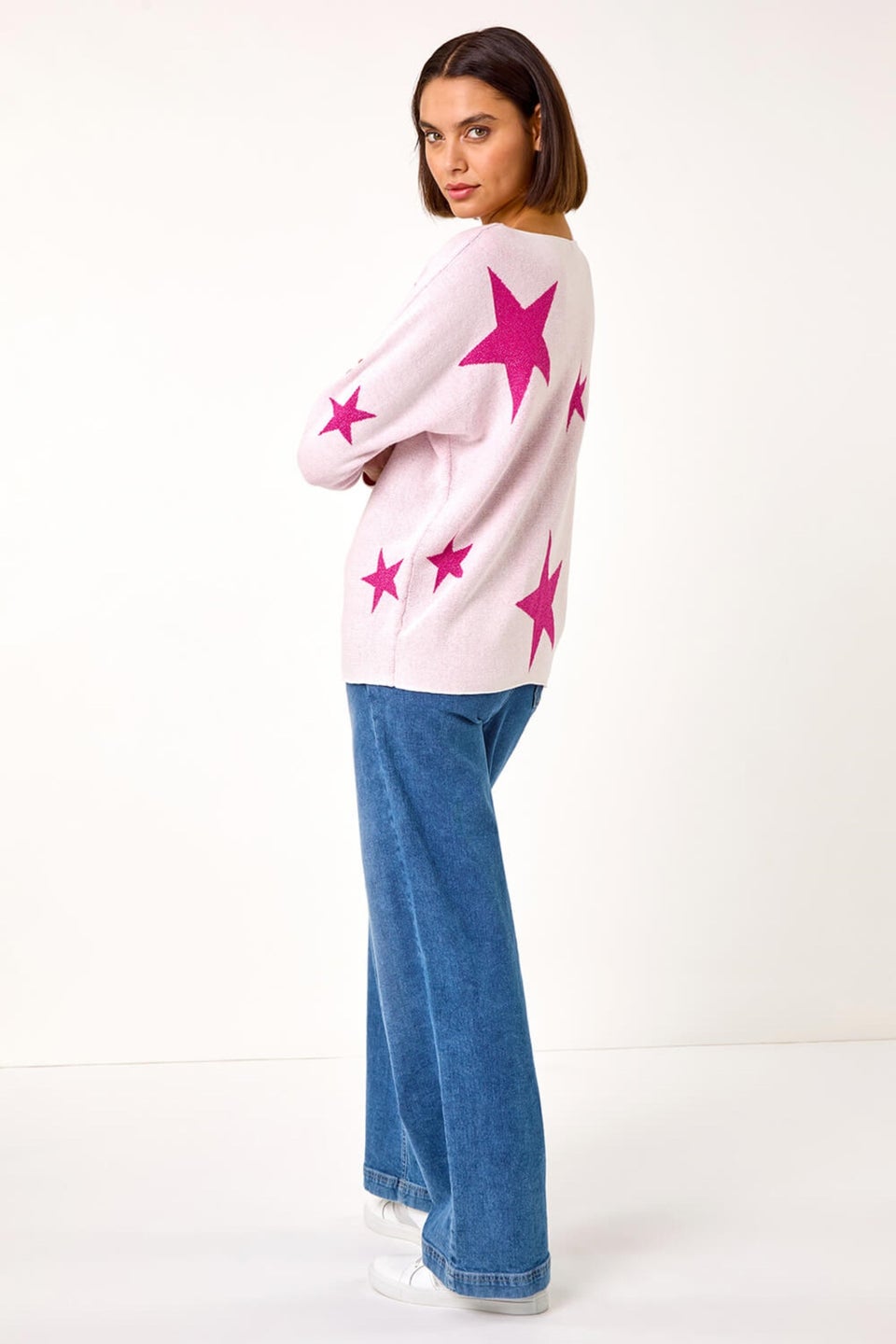 Roman Pale Pink Star Jacquard Jumper