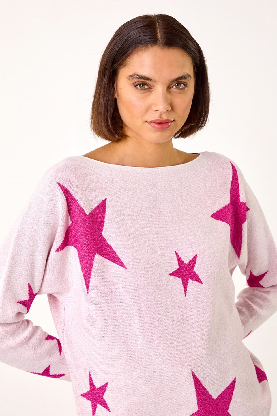 Roman Pale Pink Star Jacquard Jumper