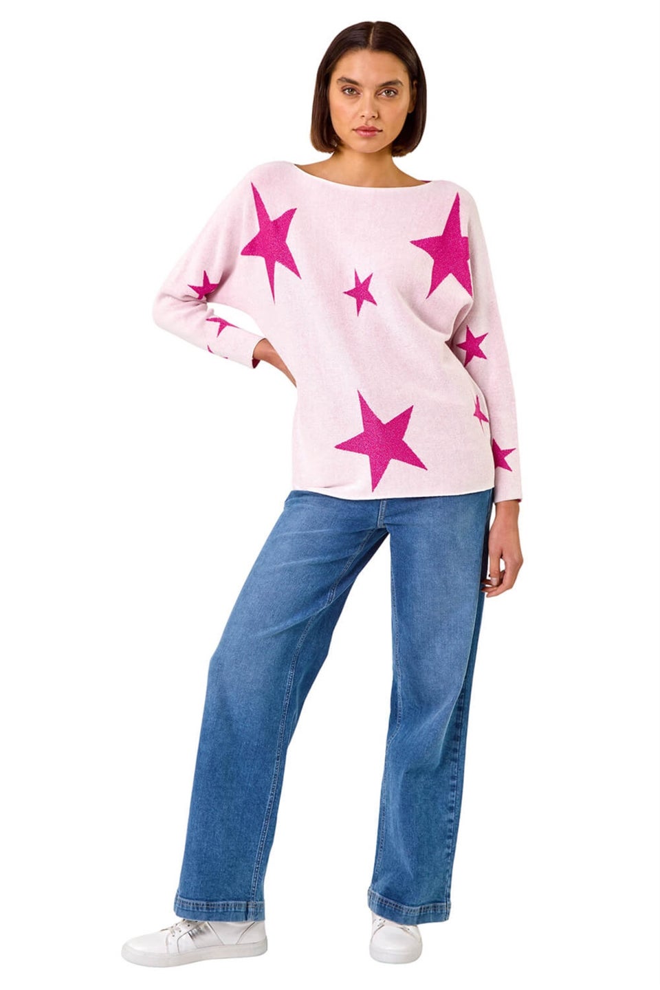 Roman Pale Pink Star Jacquard Jumper