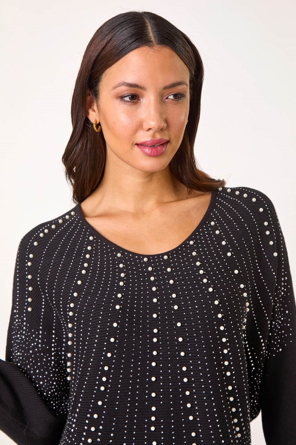 Roman Black Diamante Hotfix Sunray Top