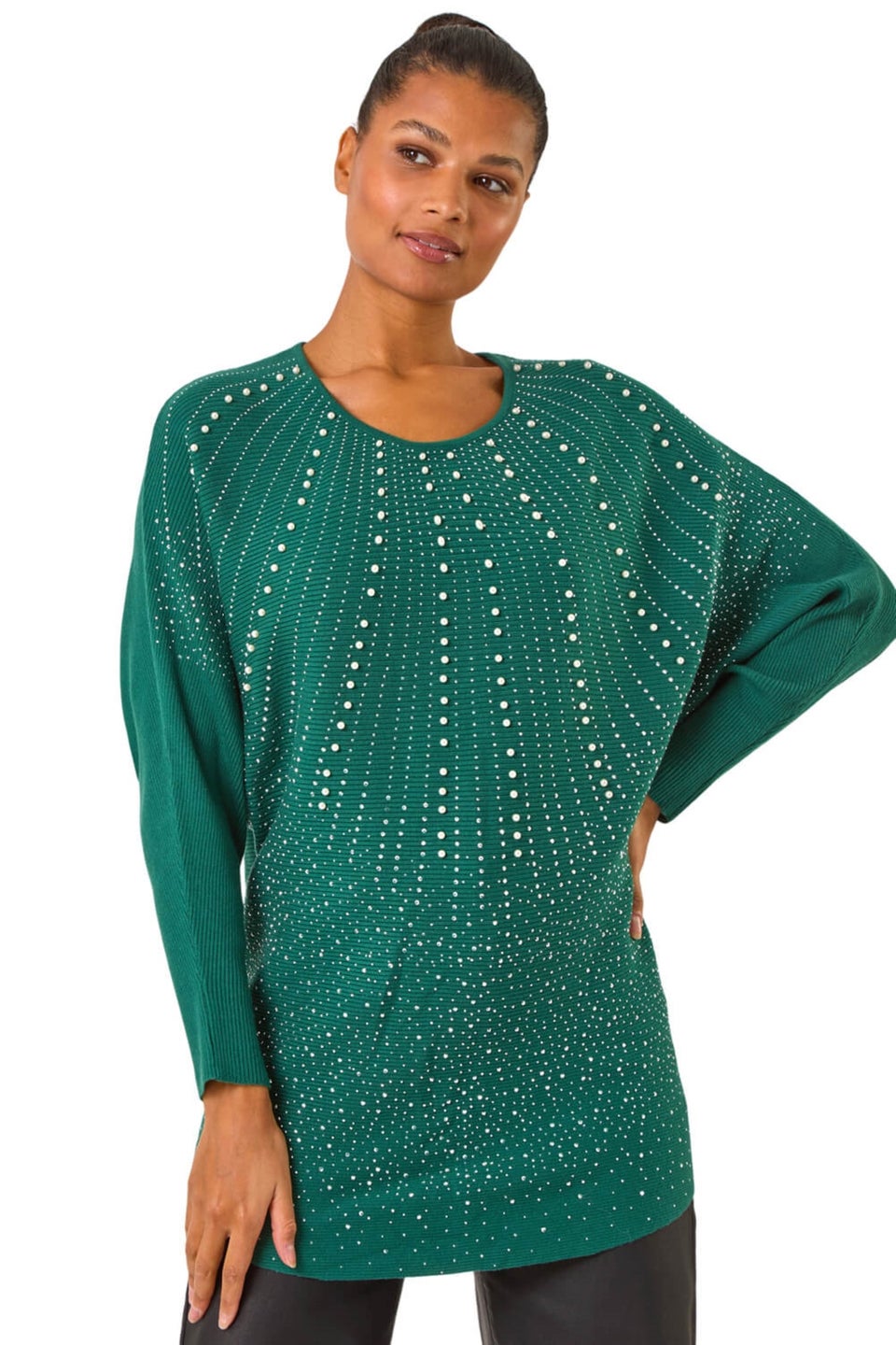 Roman Green Diamante Hotfix Sunray Top