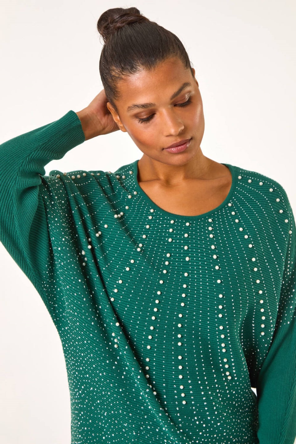 Roman Green Diamante Hotfix Sunray Top