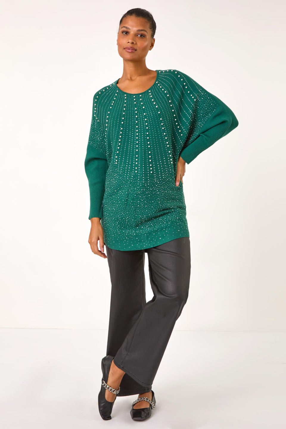 Roman Green Diamante Hotfix Sunray Top