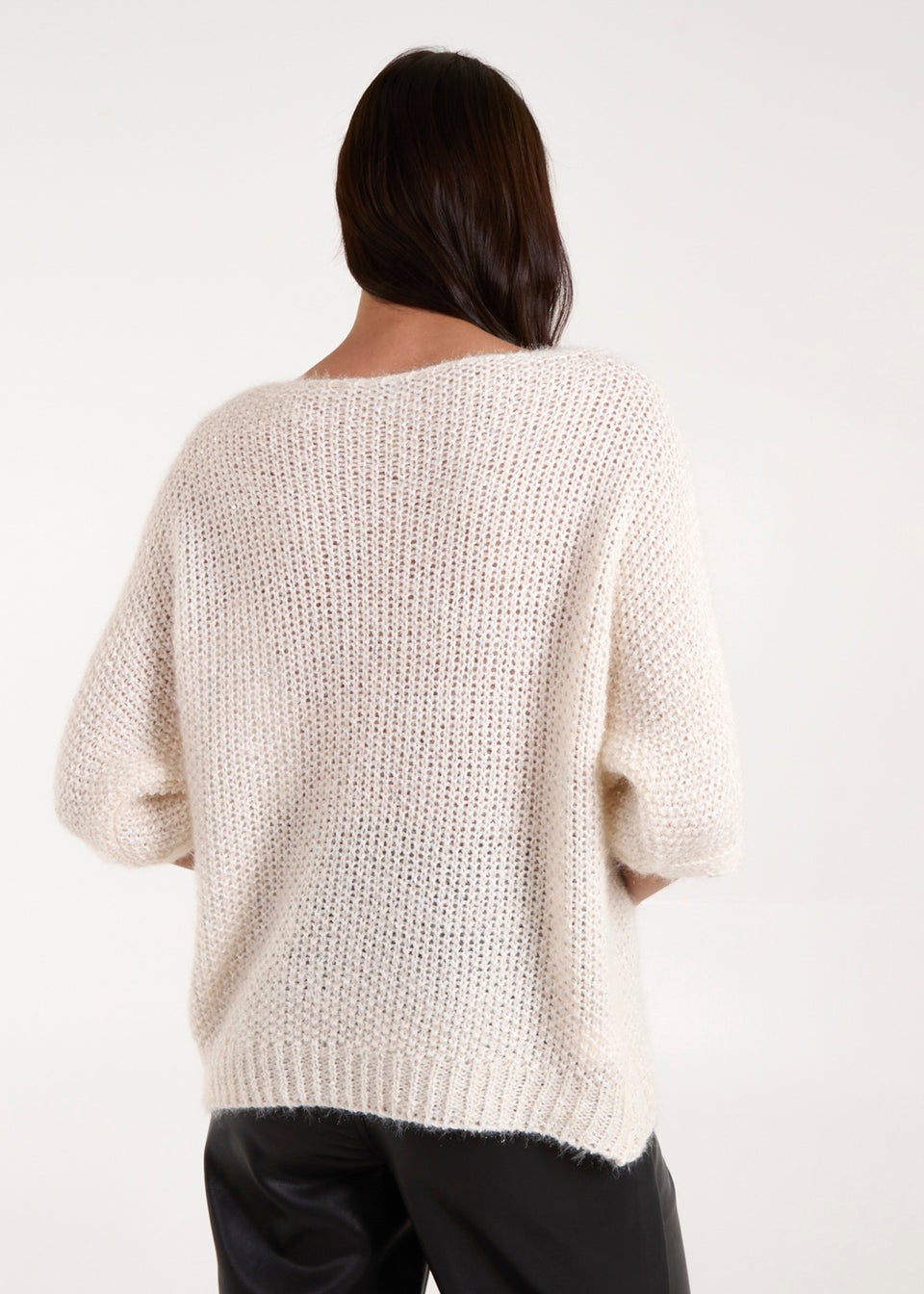 Blue Vanilla Beige Fluffy Textured Knit Jumper
