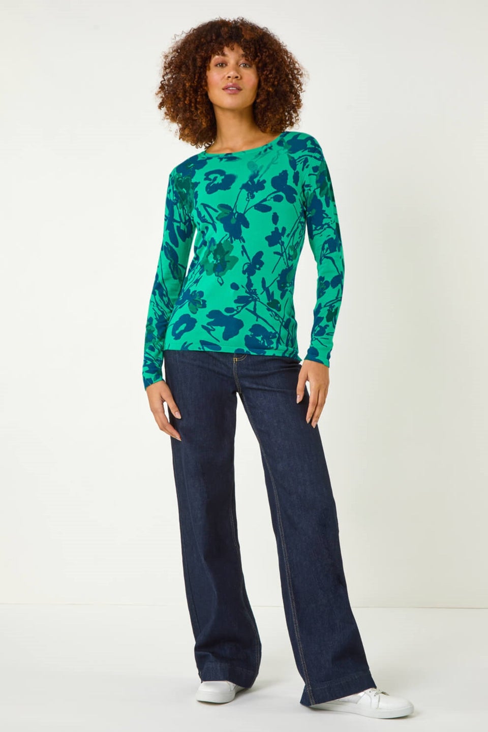 Roman Green Floral Print Knit Jumper