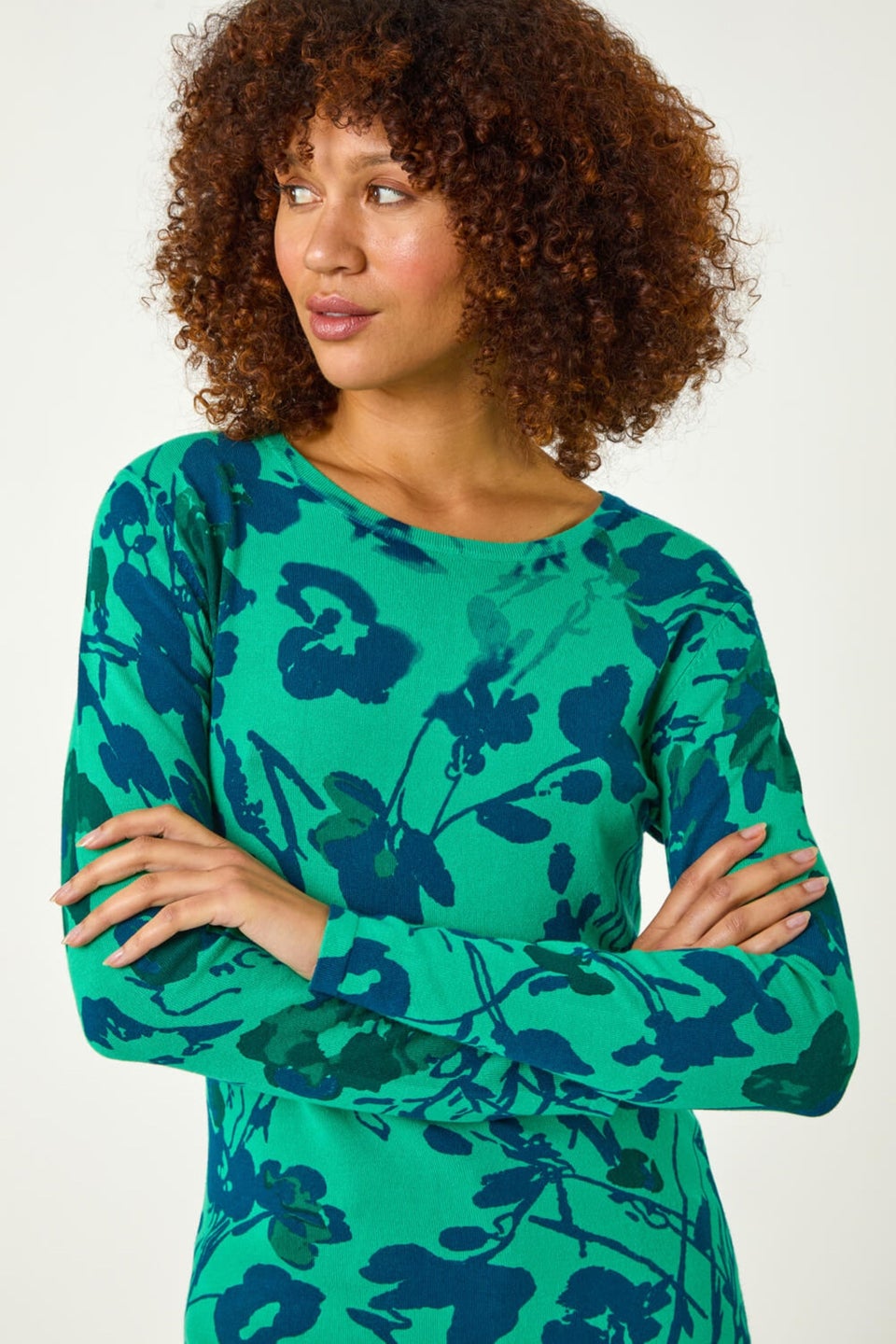 Roman Green Floral Print Knit Jumper