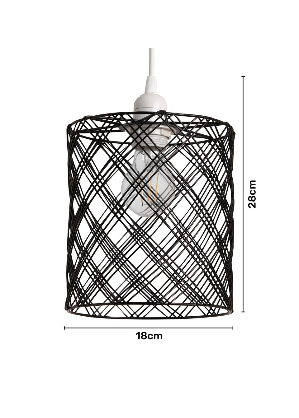 BHS Endon Wire Cylinder Easyfit Black (28cm x 18cm)