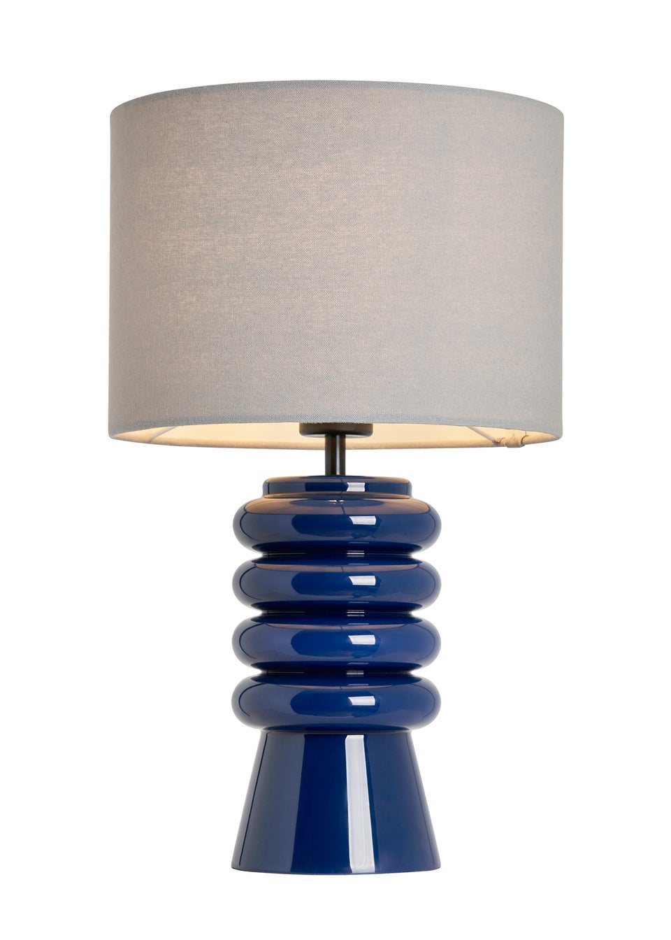 BHS Fava Ribbed Glass Table Lamp Blue (45cm x 27cm)