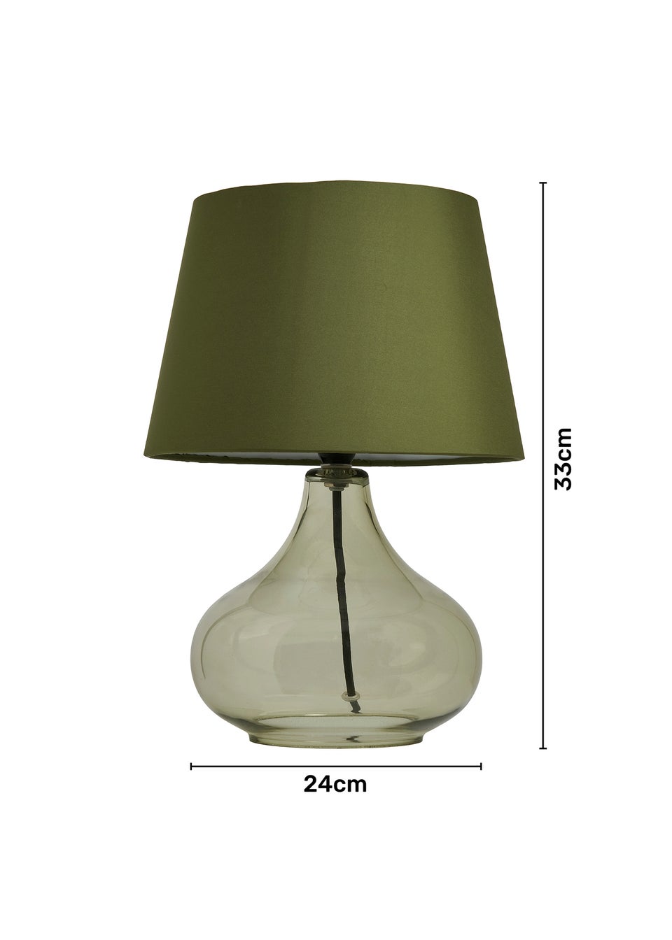 BHS Elder Glass Table Lamp Green (33cm x 24cm)