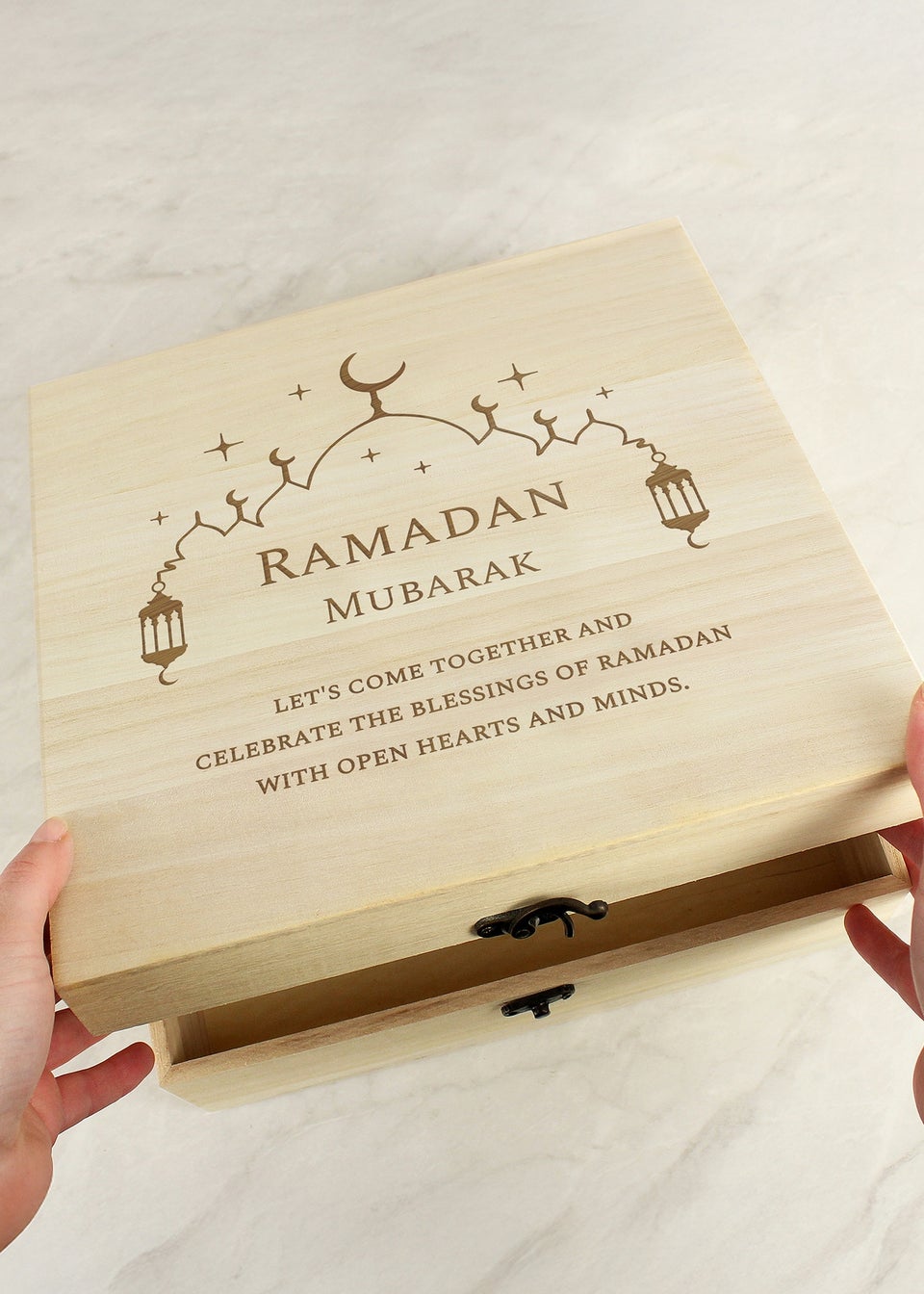 Personalised Memento Company Brown Eid & Ramadan Wooden Keepsake Box