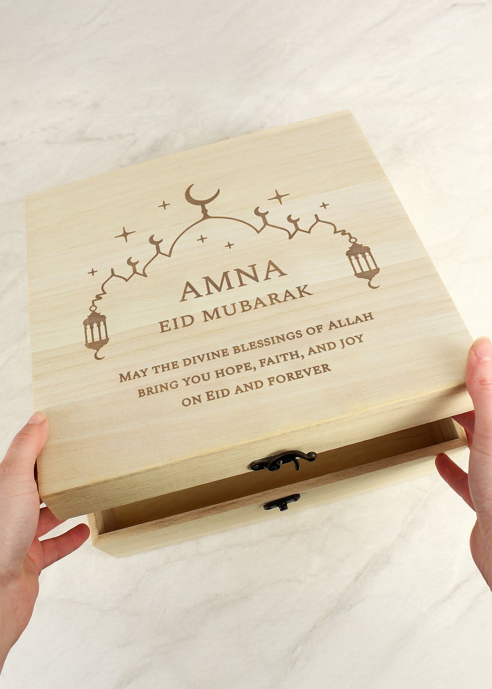 Personalised Memento Company Brown Eid & Ramadan Wooden Keepsake Box
