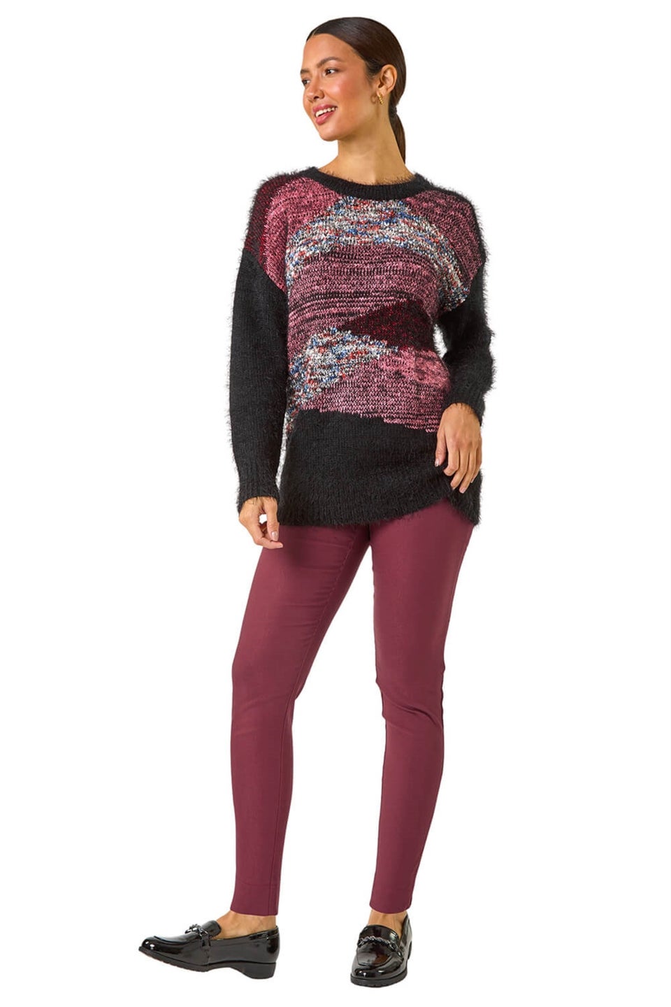 Roman Bordeaux Fleece Lined Stretch Bengaline Trouser