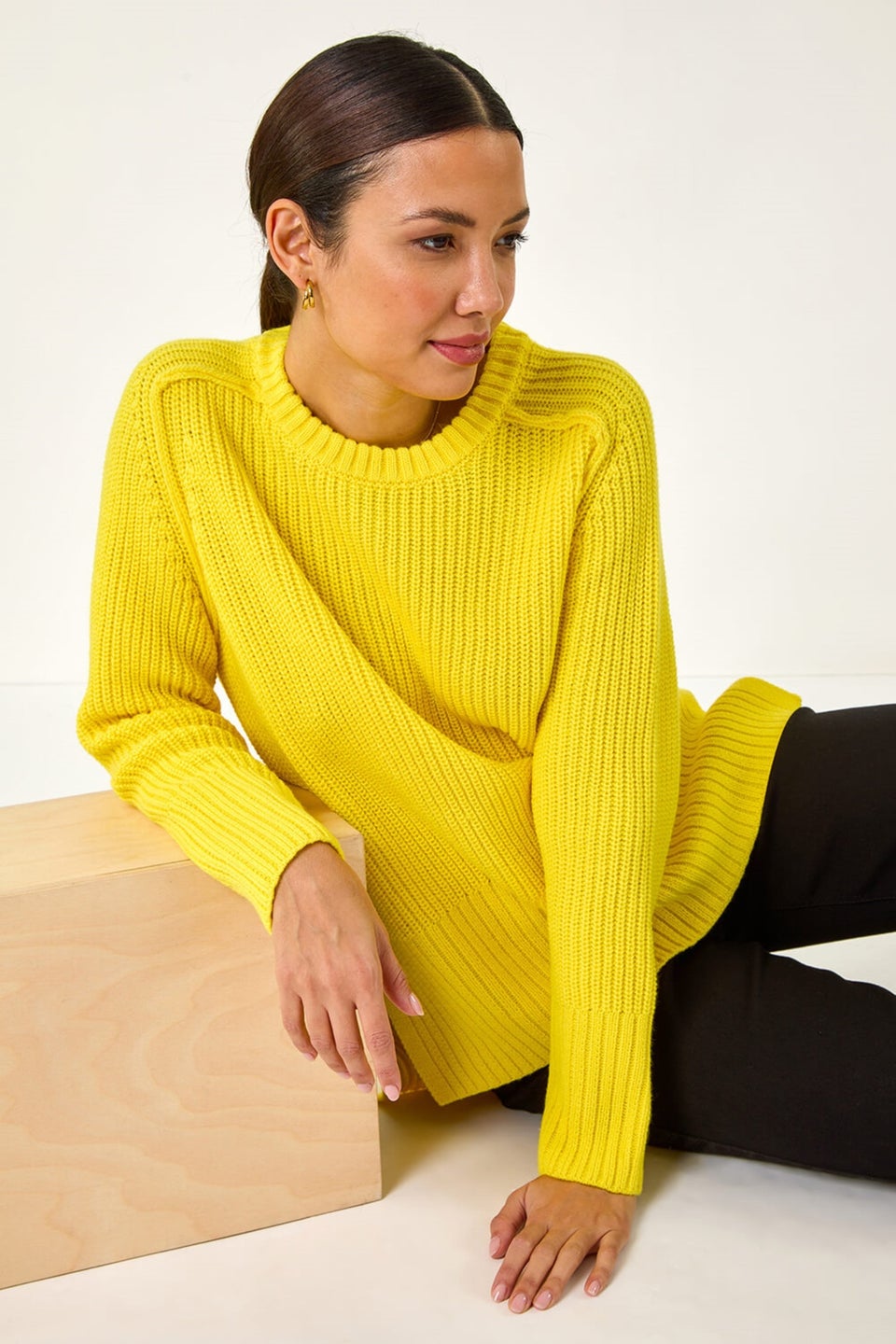Roman Yellow Shoulder Detail Knit Jumper