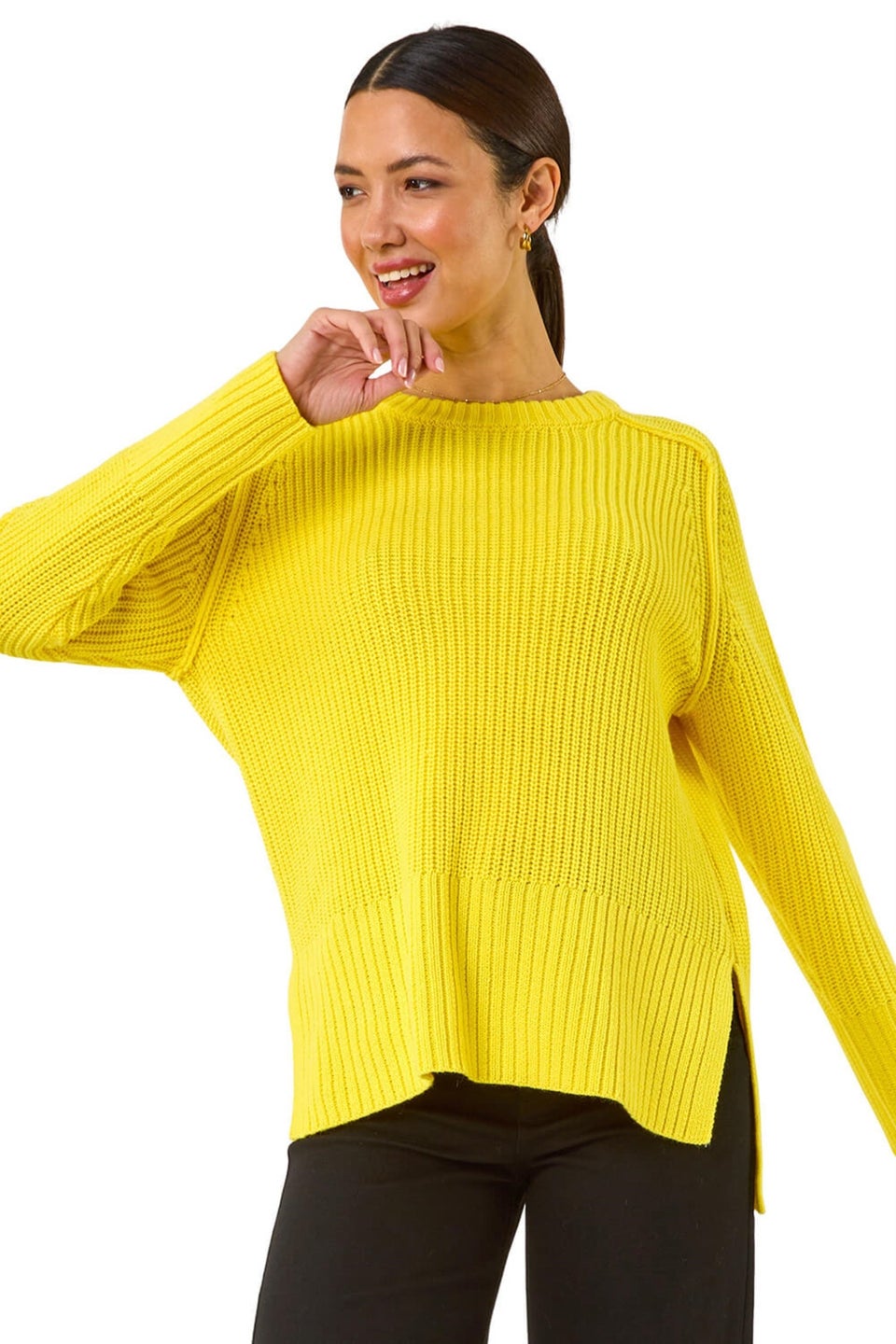Roman Yellow Shoulder Detail Knit Jumper