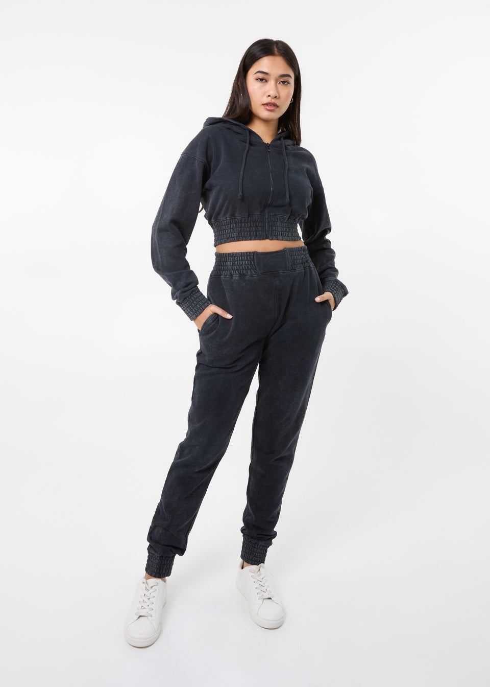 Pink Vanilla Black Wash Cuffed Joggers