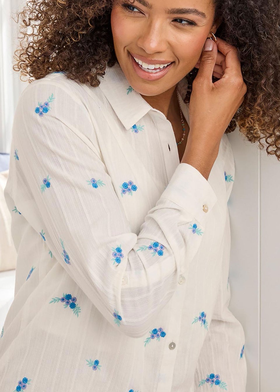 Cotton Traders White Embroidered Shirt
