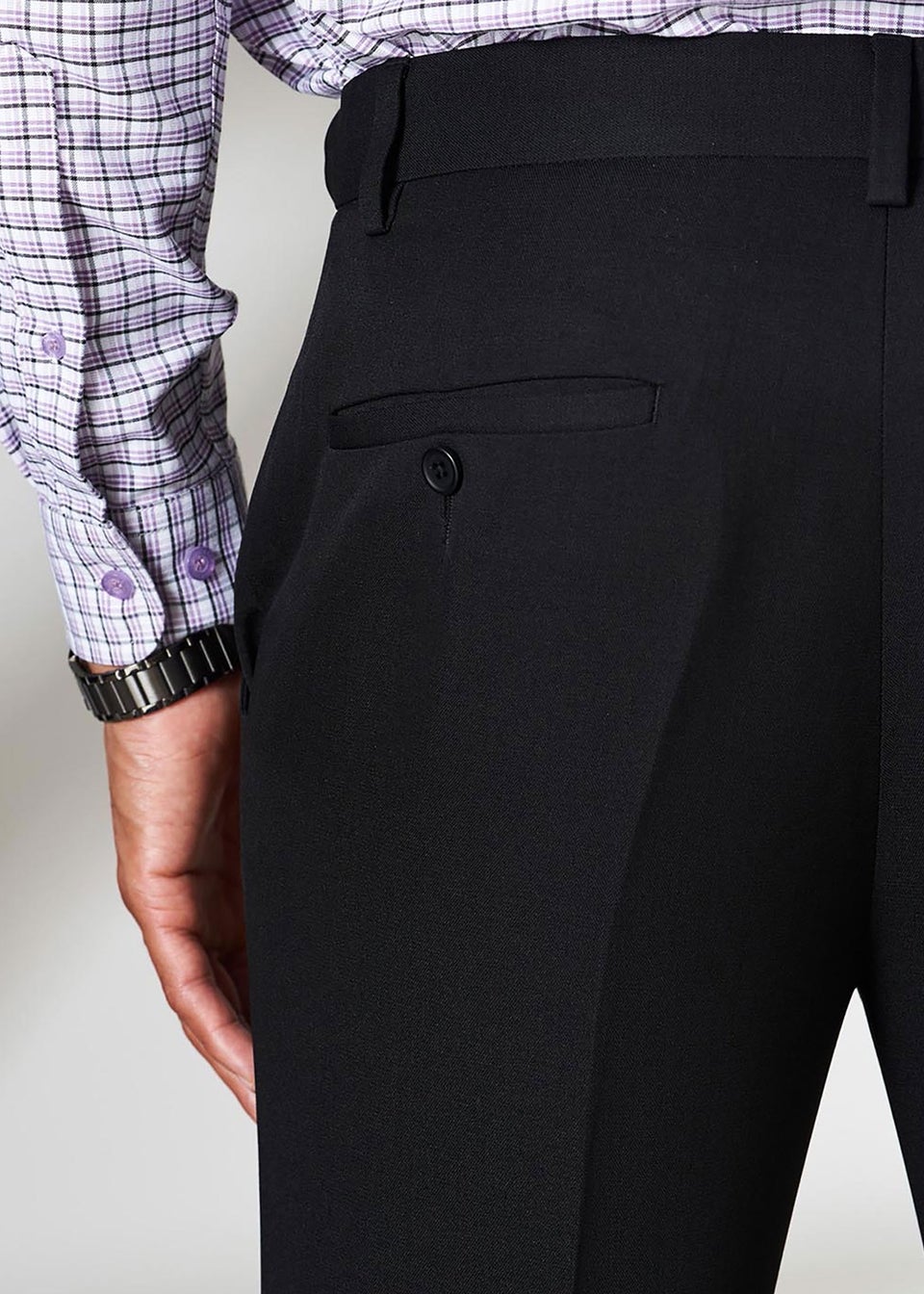 Cotton Traders Black Flat Front Supreme Easy-Care Trousers