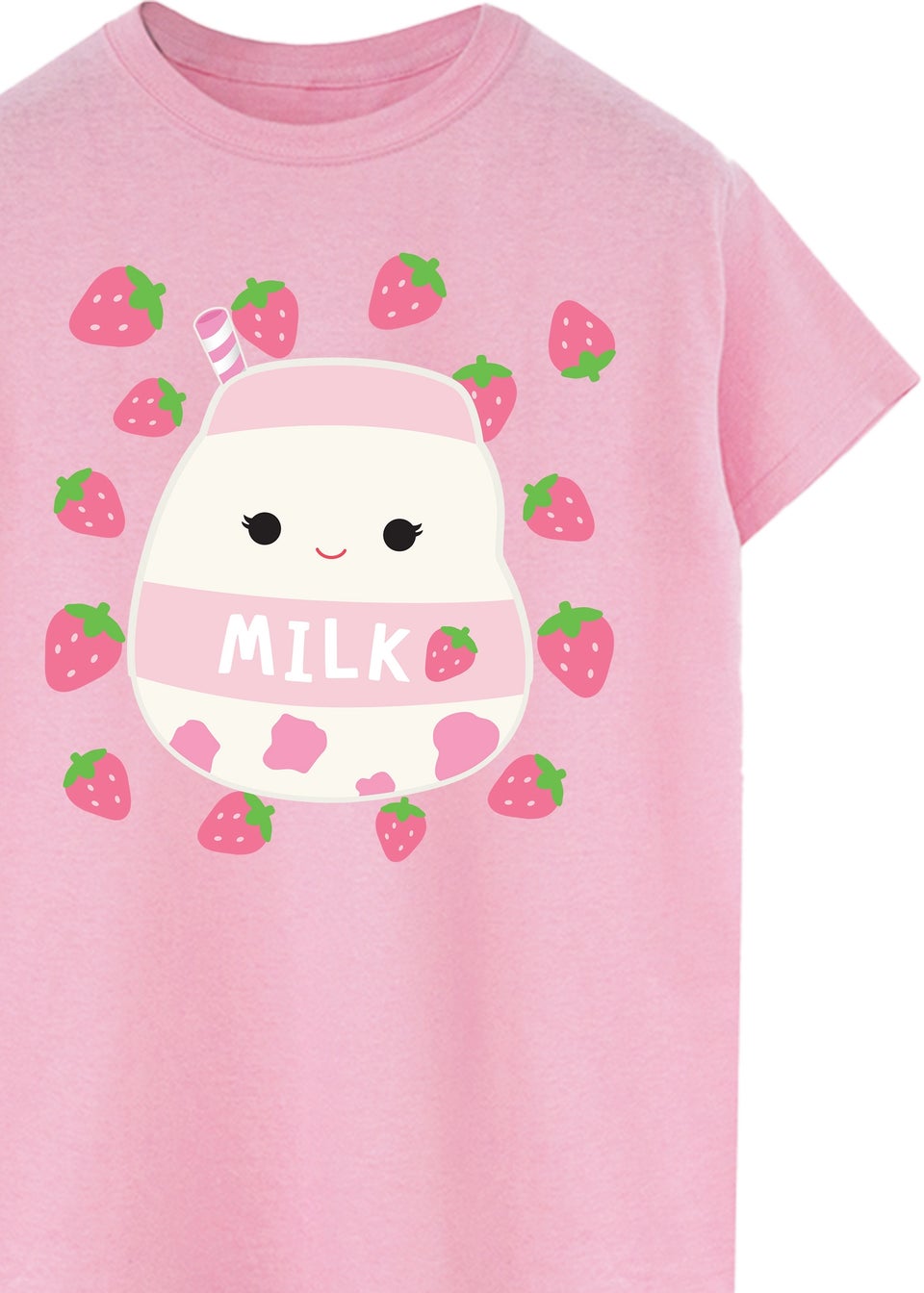 Squishmallows Amelie Strawberry Milk Women Pink Boyfriend Fit T-Shirt