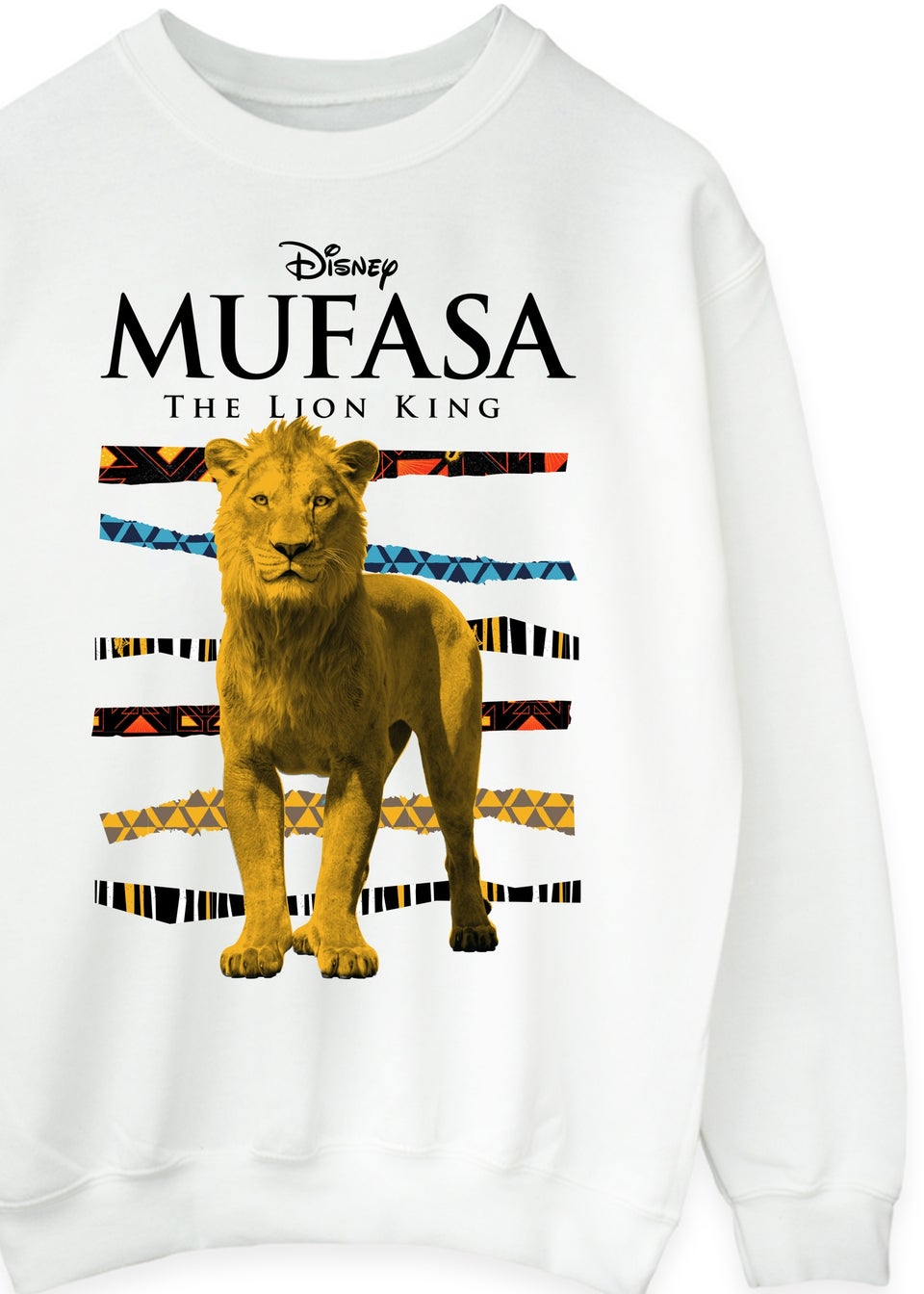 Disney Mufasa Lion Stripes Men White Sweatshirt