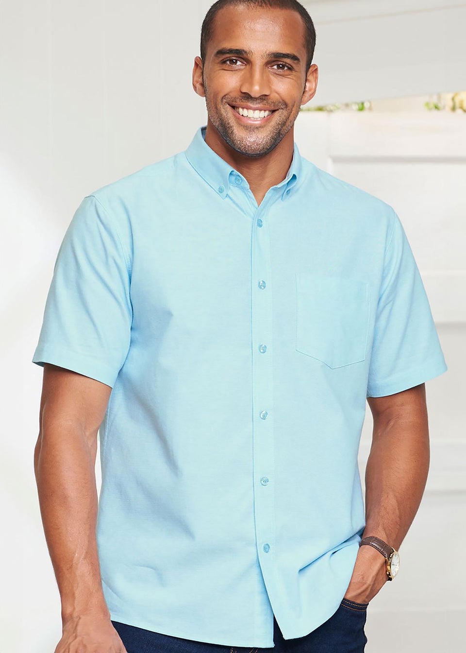 Cotton Traders Mint Short Sleeve Oxford Shirt