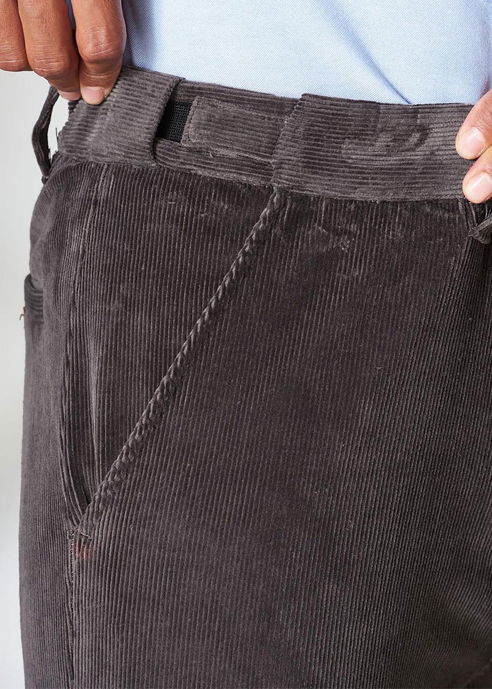 Cotton Traders Charcoal Grey Stretch Cord Comfort Trousers