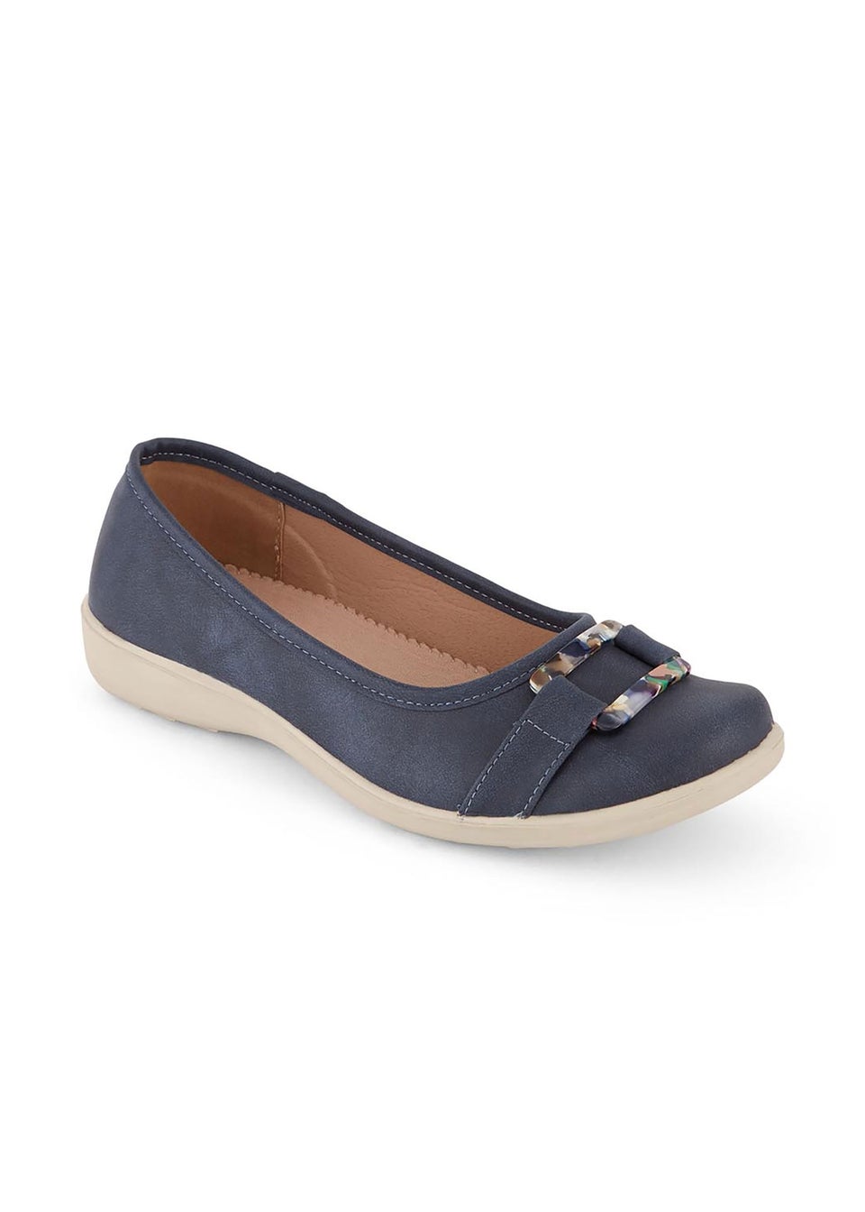 Cotton Traders Dark Blue Soft Step Buckle Shoes
