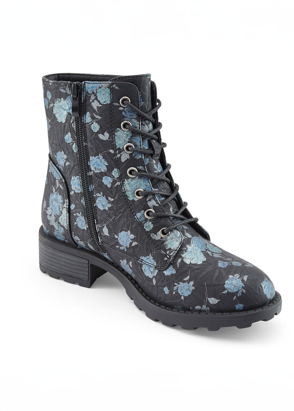 Cotton Traders Black Floral Boots