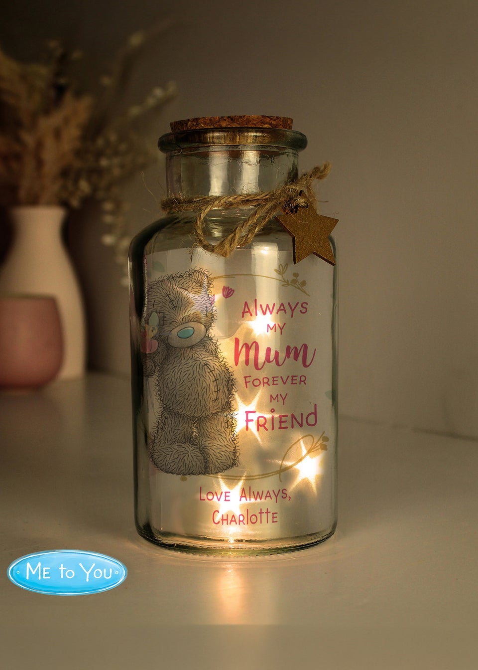 Personalised Memento Company Me To You Forever My Friend LED Clear Glass Jar