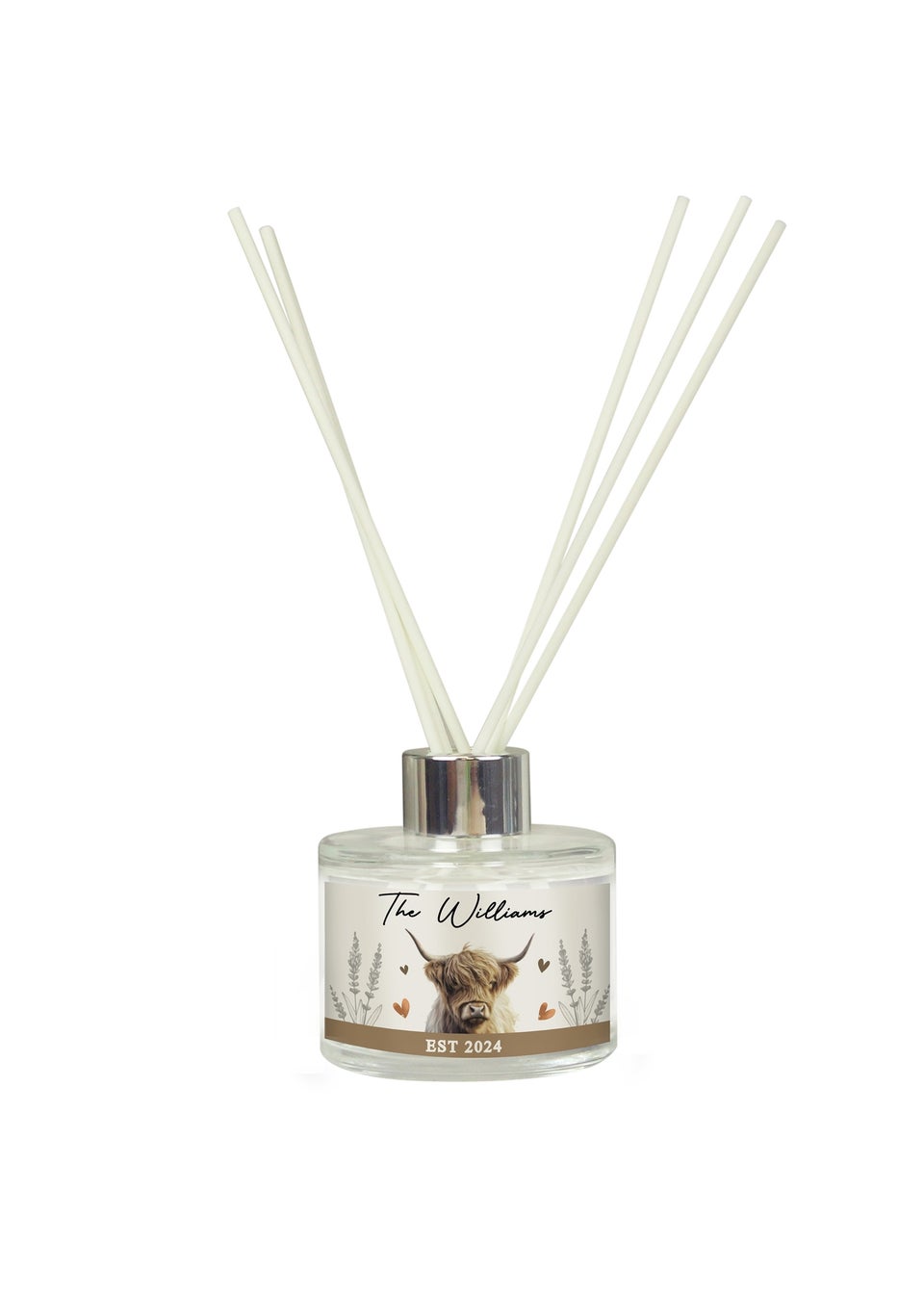 Personalised Memento Company Highland Cow Clear Reed Diffuser