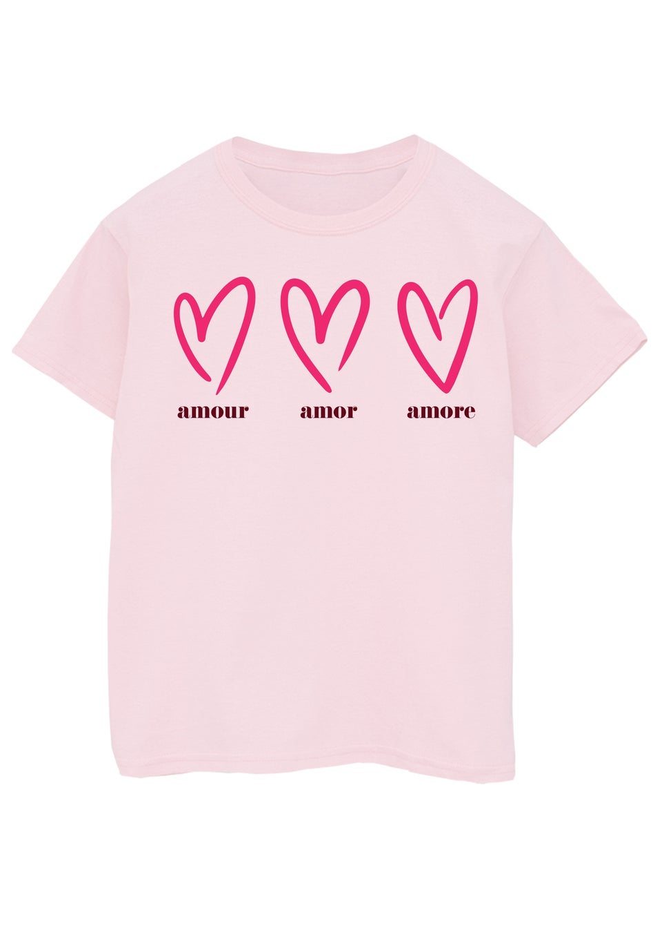 Brands In Valentine's Day Amour Amor Amore Kids Pink T-Shirt (3-13 Years)