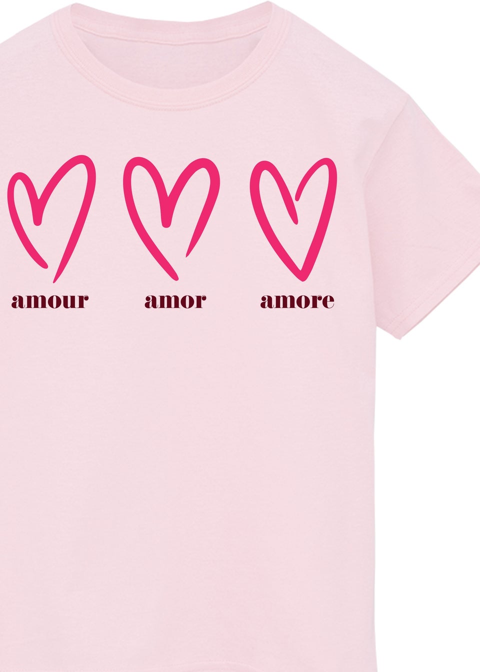 Brands In Valentine's Day Amour Amor Amore Kids Pink T-Shirt (3-13 Years)