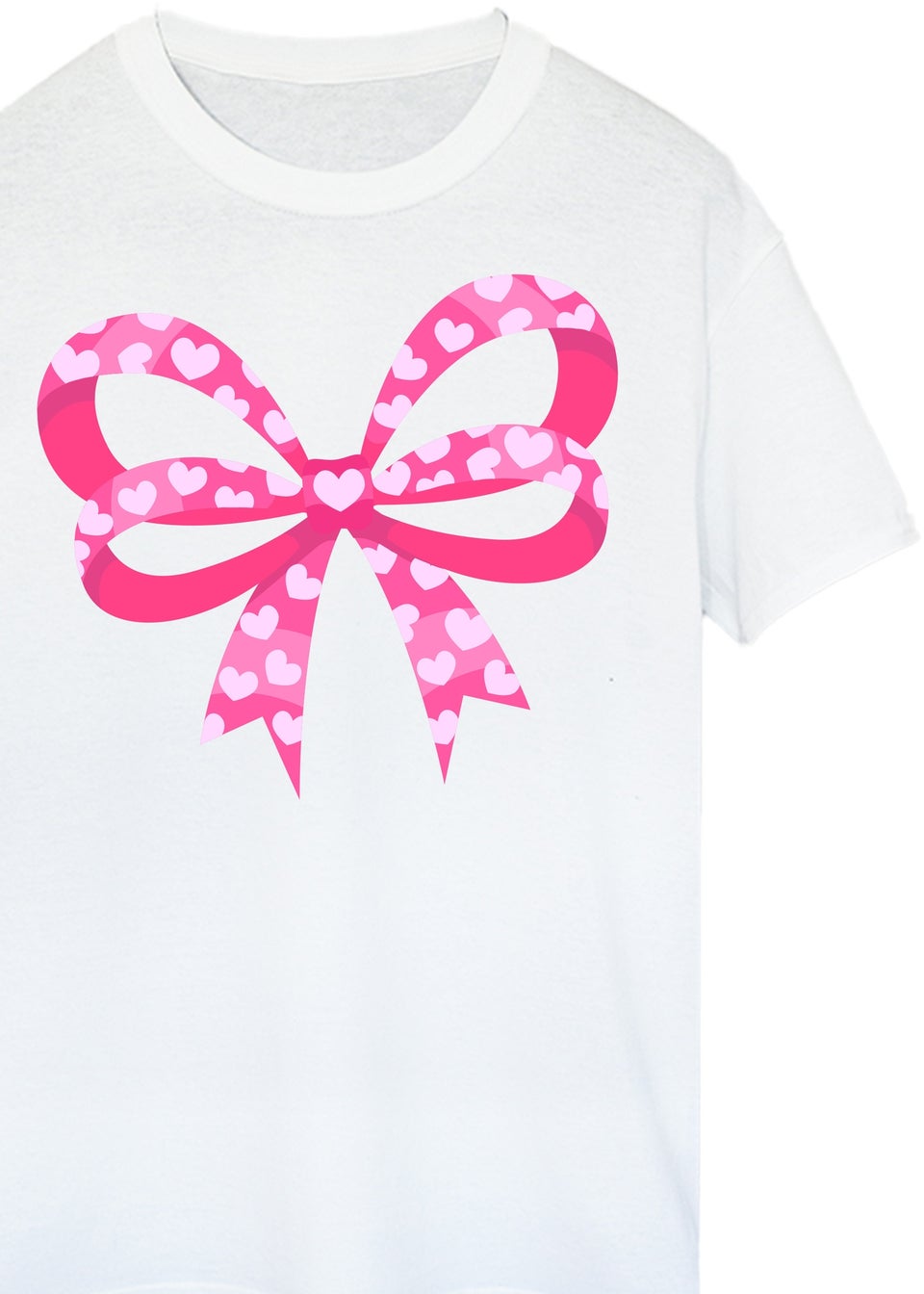 Brands In Valentine's Day Heart Bow Adult White Boyfriend Fit T-Shirt