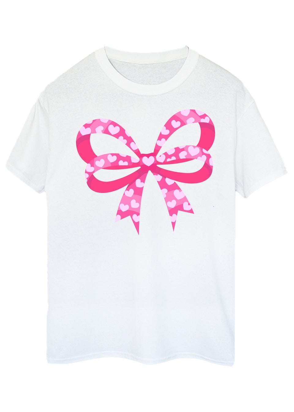 Brands In Valentine's Day Heart Bow Adult White Boyfriend Fit T-Shirt