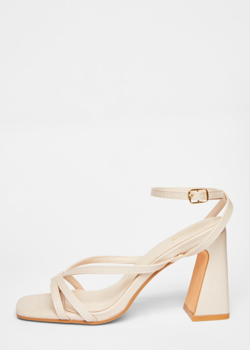 Quiz Natural Strappy High Block Heels
