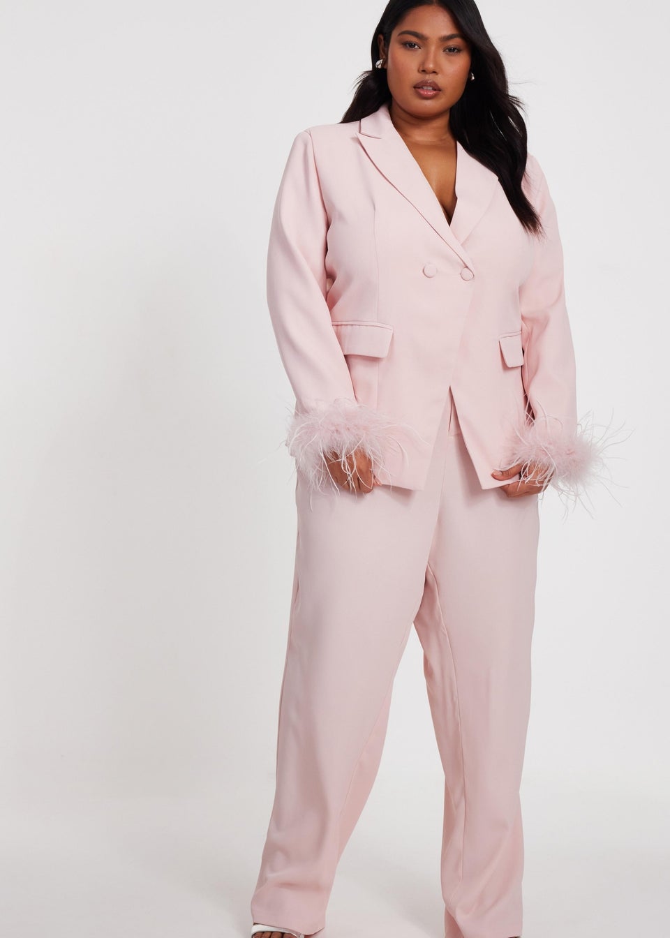 Quiz Pink Curve Tapered Leg Trousers
