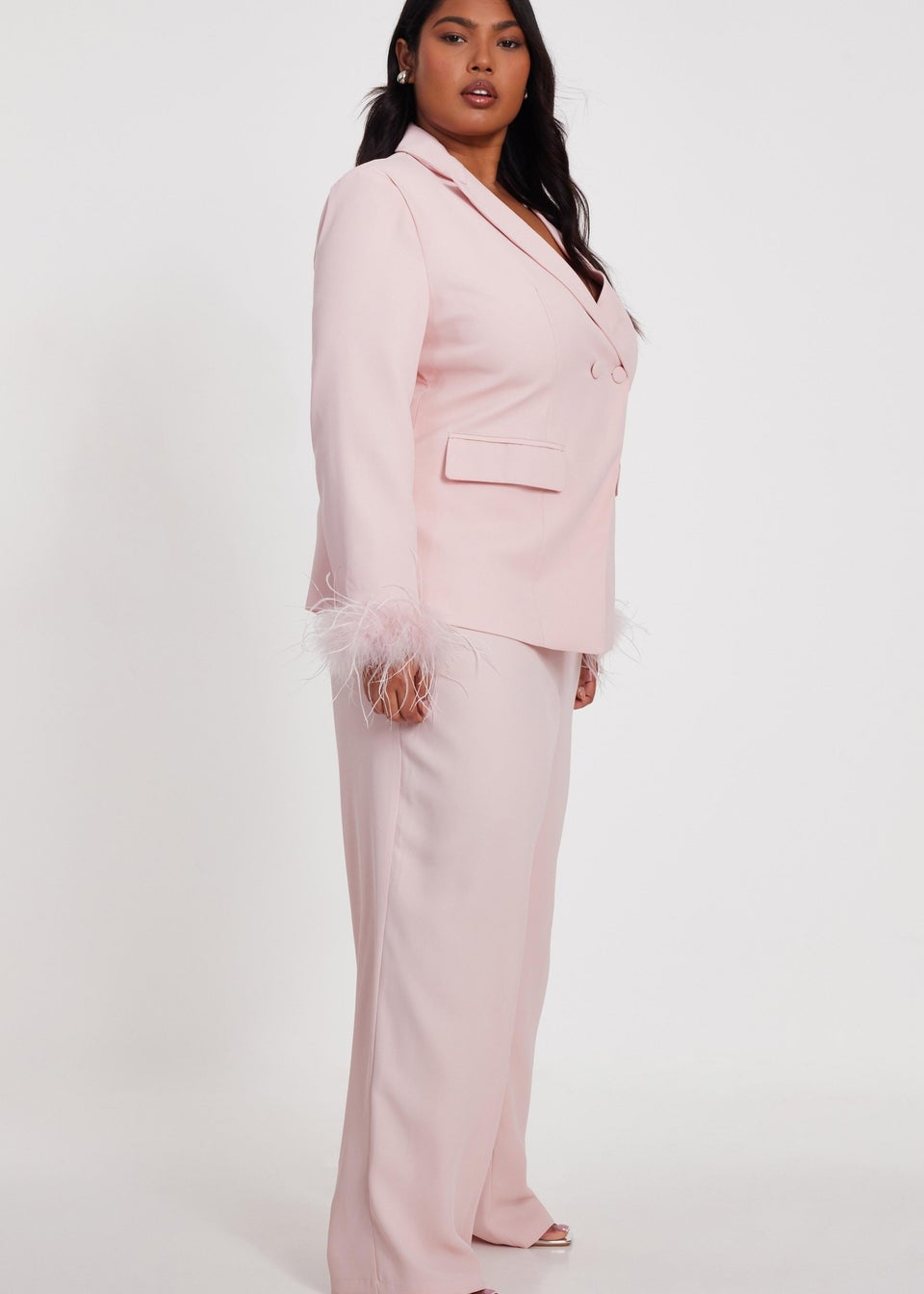 Quiz Pink Curve Tapered Leg Trousers
