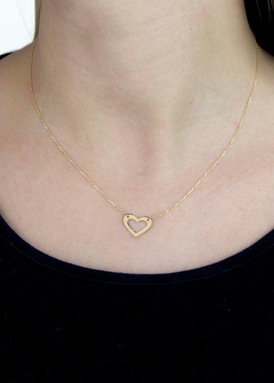 Golden Moments 9ct Yellow Gold Cutout-Heart Necklace