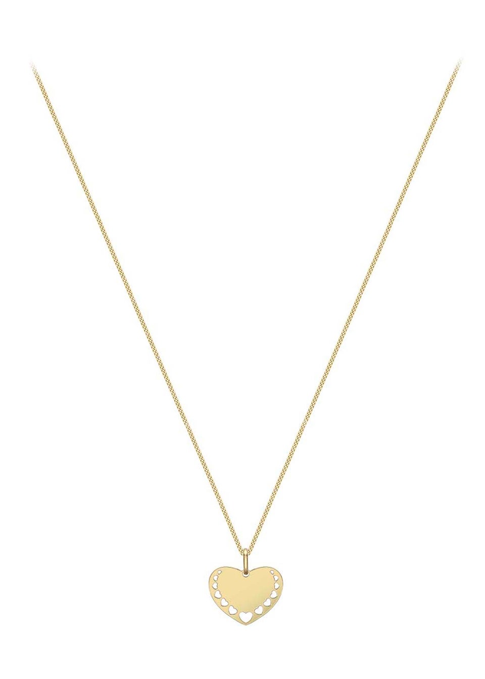 Golden Moments 9ct Yellow Gold Mini-Heart-Cutout-Design Heart Pendant